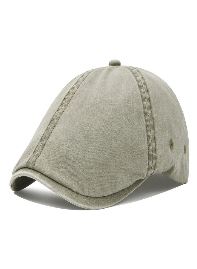VOBOOM Cotton Washing Flat Cap Cabbie Hat Gatsby Ivy Irish Hunting Newsboy (Washed Khaki) - Image 1